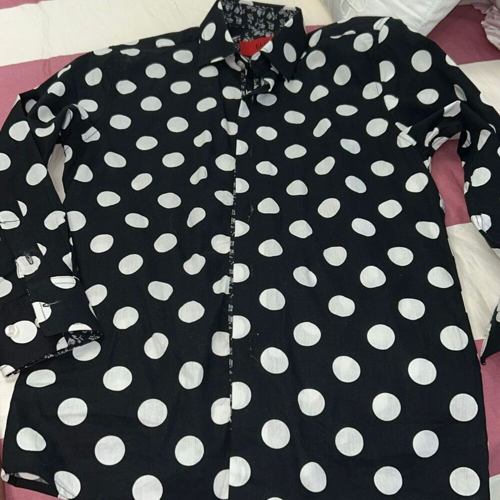 Elie balleh boys black And white dress shirt sz 12